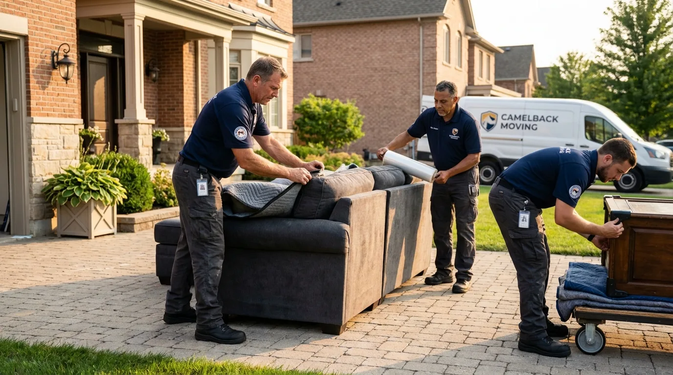 Large estate moving crew wrapping furniture in Carrollton, VA