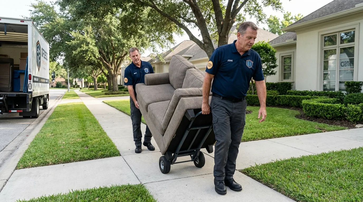 Local residential moving crew loading furniture in Carrollton, VA