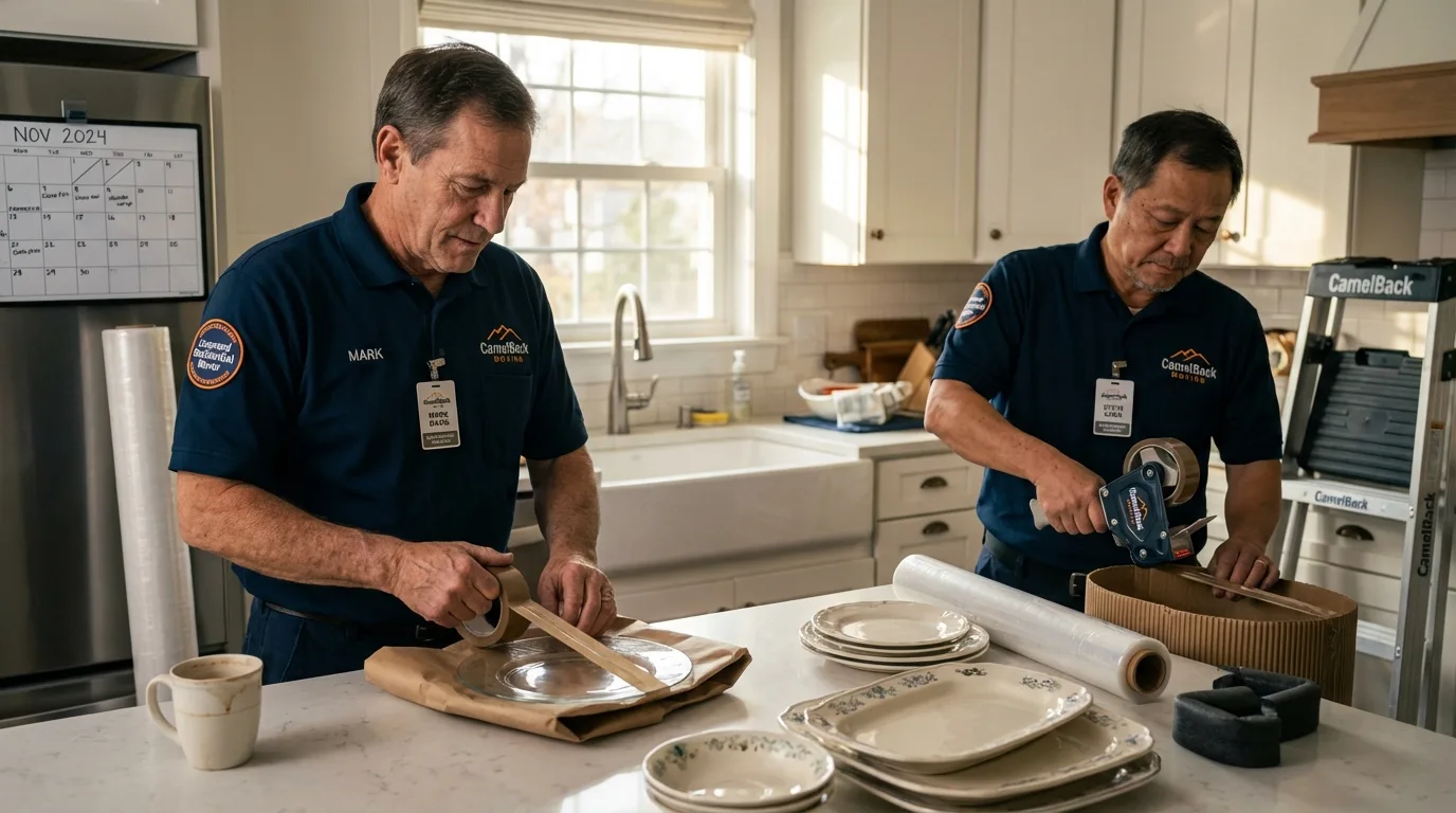 Professional crew packing kitchen dishware in Carrollton, VA