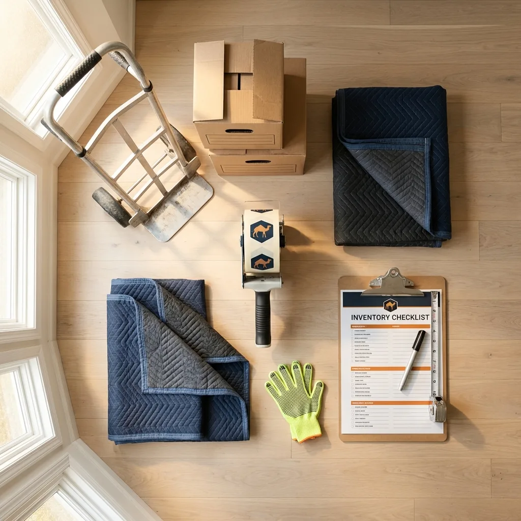 Professional moving supplies and packing materials layout for Carrollton residential relocations